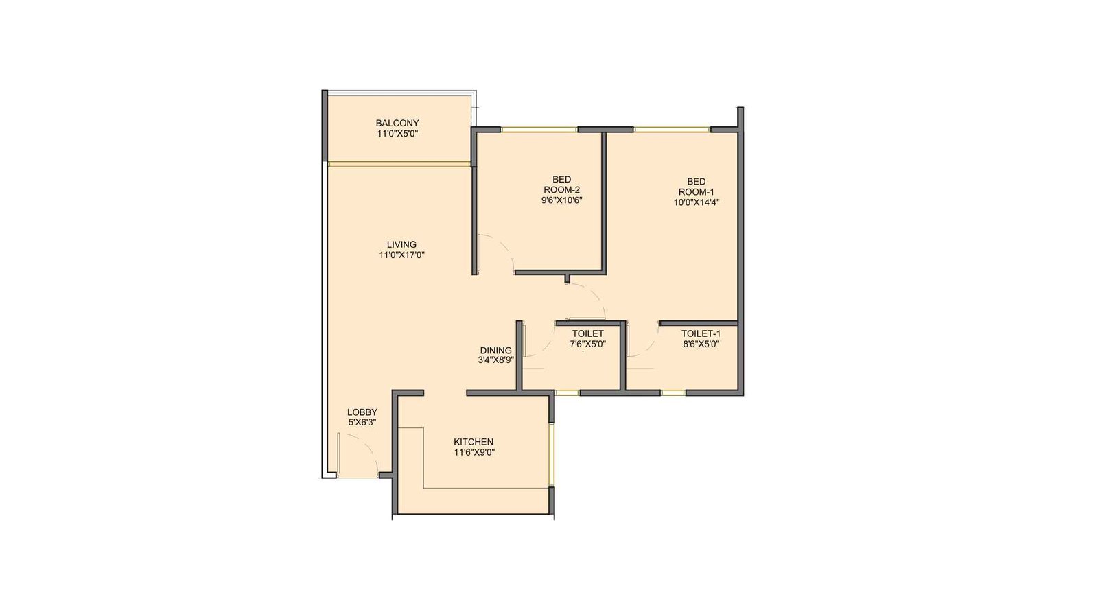 Gandharv-Gokulam-Floor-Plan-2-BHK-785-sqft
