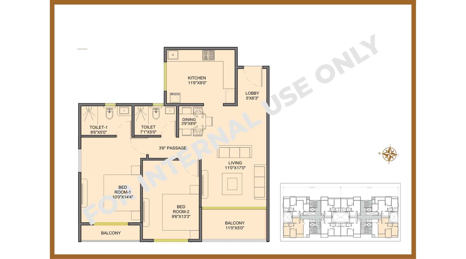 Gandharv-Gokulam-Floor-Plan-2-BHK-842-sqft